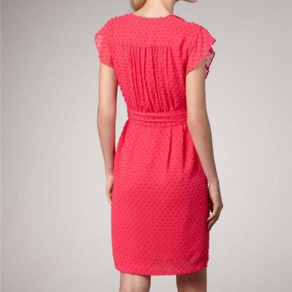 Nanette Lepore Fuchsia Swiss Dot Ruffle Faux Wrap Dress Hot Pink Size 0 - Picture 4 of 12